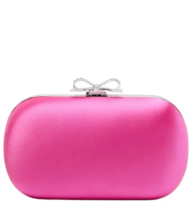 Bow embellished satin clutch Bow embellished satin clutch