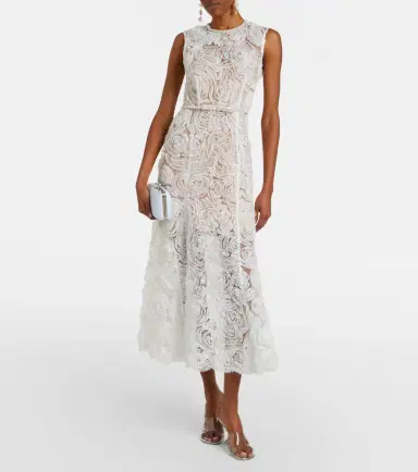 Self-Portrait Embellished lace-trimmed tulle midi dress | Thumbnail 4 Self-Portrait Embellished lace-trimmed tulle midi dress | Thumbnail 4