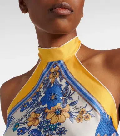Gucci Printed halterneck silk twill top | Thumbnail 5 Gucci Printed halterneck silk twill top | Thumbnail 5