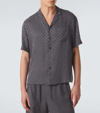 Gucci GG silk jacquard bowling shirt | Thumbnail 2 Gucci GG silk jacquard bowling shirt | Thumbnail 2