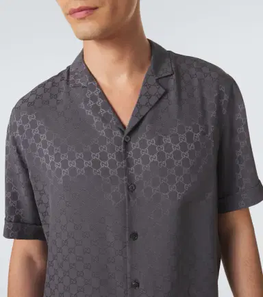Gucci GG silk jacquard bowling shirt | Thumbnail 4 Gucci GG silk jacquard bowling shirt | Thumbnail 4