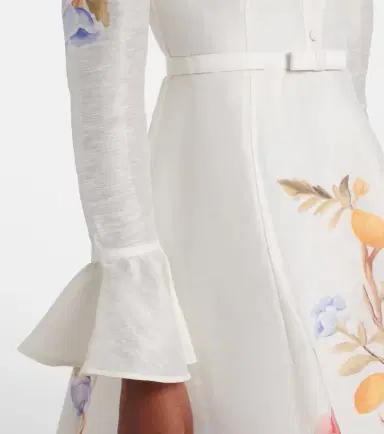 Leo Lin Selina floral ruffled linen-blend midi dress | Thumbnail 3 Leo Lin Selina floral ruffled linen-blend midi dress | Thumbnail 3