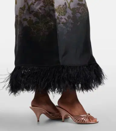 La DoubleJ Swing feather-trimmed floral silk twill maxi dress | Thumbnail 2 La DoubleJ Swing feather-trimmed floral silk twill maxi dress | Thumbnail 2