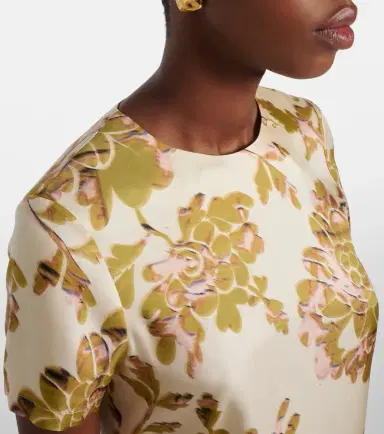 La DoubleJ Swing feather-trimmed floral silk twill maxi dress | Thumbnail 5 La DoubleJ Swing feather-trimmed floral silk twill maxi dress | Thumbnail 5