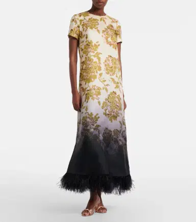 La DoubleJ Swing feather-trimmed floral silk twill maxi dress | Thumbnail 6 La DoubleJ Swing feather-trimmed floral silk twill maxi dress | Thumbnail 6