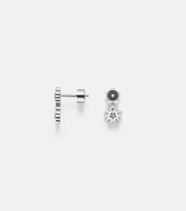 Ileana Makri Blossom Daisy Duo 18kt white gold earrings with diamonds | Thumbnail 5 Ileana Makri Blossom Daisy Duo 18kt white gold earrings with diamonds | Thumbnail 5