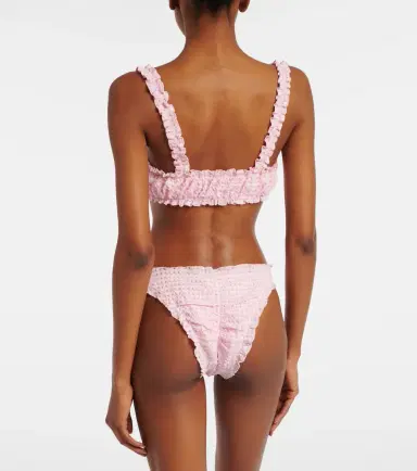 Simkhai Ruffled checked bikini top | Thumbnail 2 Simkhai Ruffled checked bikini top | Thumbnail 2
