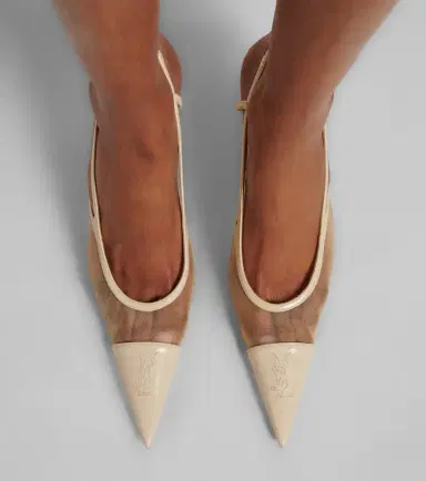 Saint Laurent Renée mesh and leather slingback pumps | Thumbnail 6 Saint Laurent Renée mesh and leather slingback pumps | Thumbnail 6