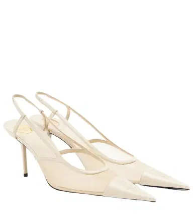 Saint Laurent Renée mesh and leather slingback pumps | Thumbnail 1 Saint Laurent Renée mesh and leather slingback pumps | Thumbnail 1
