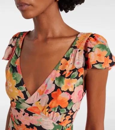 Rixo Cathy floral crêpe midi dress | Thumbnail 5 Rixo Cathy floral crêpe midi dress | Thumbnail 5