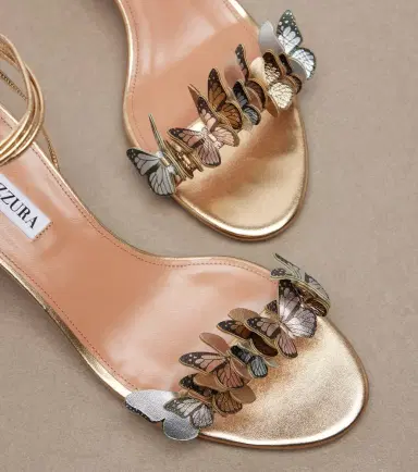 Aquazzura Papillon appliqué metallic leather sandals | Thumbnail 3 Aquazzura Papillon appliqué metallic leather sandals | Thumbnail 3