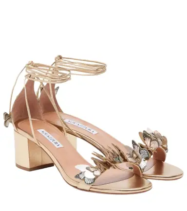 Aquazzura Papillon appliqué metallic leather sandals | Thumbnail 1 Aquazzura Papillon appliqué metallic leather sandals | Thumbnail 1