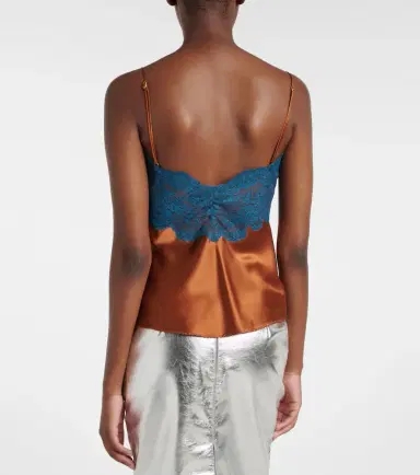 Saint Laurent Lace-trimmed silk satin camisole | Thumbnail 6 Saint Laurent Lace-trimmed silk satin camisole | Thumbnail 6