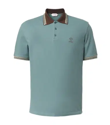 Versace Greca cotton piqué polo shirt | Thumbnail 1 Versace Greca cotton piqué polo shirt | Thumbnail 1