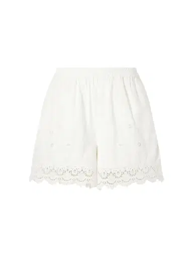 SKALL Tallulah Floral-embroidered Organic Cotton And Linen-blend Shorts | Thumbnail 1 SKALL Tallulah Floral-embroidered Organic Cotton And Linen-blend Shorts | Thumbnail 1