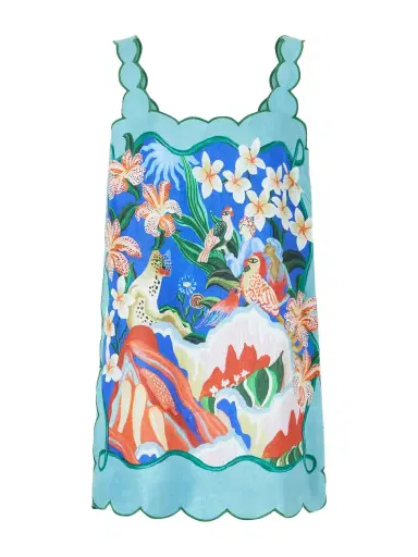 Farm Rio Garden Of Life Floral-print Linen Mini Dress | Thumbnail 1 Farm Rio Garden Of Life Floral-print Linen Mini Dress | Thumbnail 1