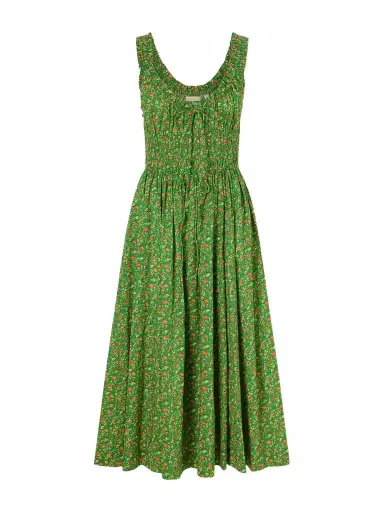 DÔEN Emmaretta Shirred Floral-print Organic Cotton Midi Dress | Thumbnail 1 DÔEN Emmaretta Shirred Floral-print Organic Cotton Midi Dress | Thumbnail 1