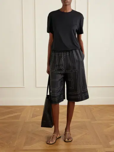 TOTEME Embroidered Silk Shorts | Thumbnail 2 TOTEME Embroidered Silk Shorts | Thumbnail 2