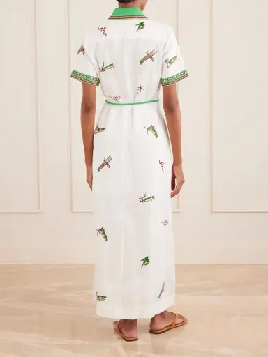 ALÉMAIS Wanda Belted Embroidered Linen Midi Shirt Dress | Thumbnail 3 ALÉMAIS Wanda Belted Embroidered Linen Midi Shirt Dress | Thumbnail 3