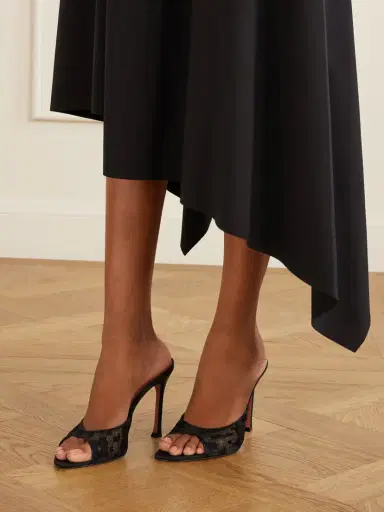 Amina Muaddi Alexa 105 Lace Mules | Thumbnail 2 Amina Muaddi Alexa 105 Lace Mules | Thumbnail 2