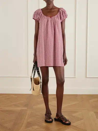 DÔEN Julia Gathered Checked Organic Cotton Midi Dress | Thumbnail 2 DÔEN Julia Gathered Checked Organic Cotton Midi Dress | Thumbnail 2
