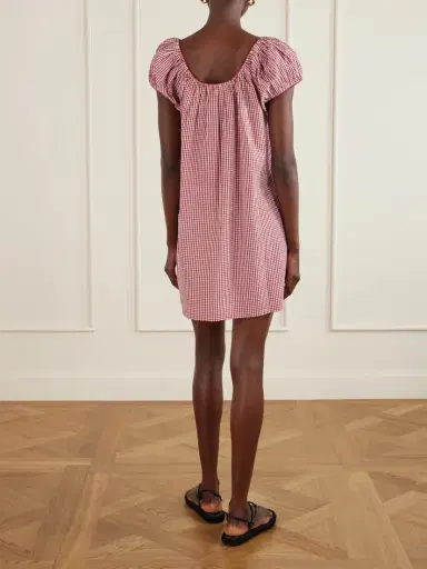 DÔEN Julia Gathered Checked Organic Cotton Midi Dress | Thumbnail 3 DÔEN Julia Gathered Checked Organic Cotton Midi Dress | Thumbnail 3
