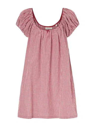 DÔEN Julia Gathered Checked Organic Cotton Midi Dress | Thumbnail 1 DÔEN Julia Gathered Checked Organic Cotton Midi Dress | Thumbnail 1