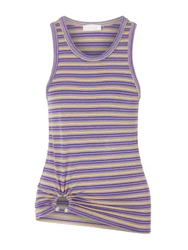 Rabanne Gathered Striped Jersey Tank | Thumbnail 1 Rabanne Gathered Striped Jersey Tank | Thumbnail 1