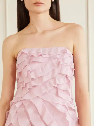 Aje Allairie Strapless Ruffled Shirred Faille Gown | Thumbnail 4 Aje Allairie Strapless Ruffled Shirred Faille Gown | Thumbnail 4