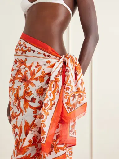 Dolce & Gabbana Maiolica Printed Cotton Pareo | Thumbnail 4 Dolce & Gabbana Maiolica Printed Cotton Pareo | Thumbnail 4