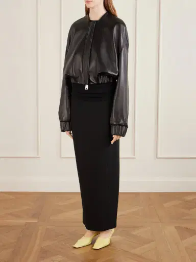 Khaite Cordan Cropped Leather Jacket | Thumbnail 2 Khaite Cordan Cropped Leather Jacket | Thumbnail 2