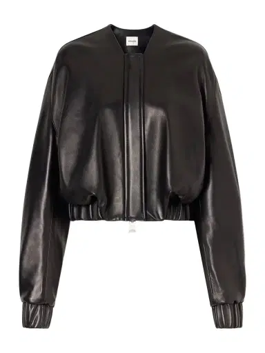 Khaite Cordan Cropped Leather Jacket | Thumbnail 1 Khaite Cordan Cropped Leather Jacket | Thumbnail 1