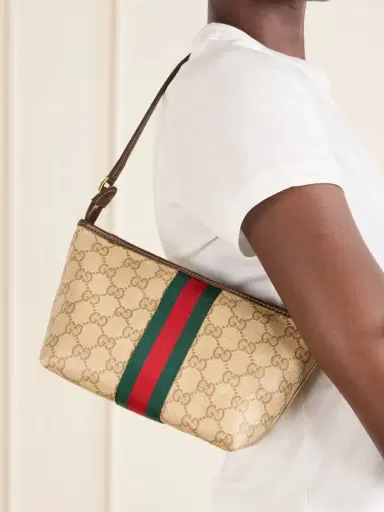 Gucci Mini Leather And Webbing-trimmed Coated-canvas Shoulder Bag | Thumbnail 2 Gucci Mini Leather And Webbing-trimmed Coated-canvas Shoulder Bag | Thumbnail 2