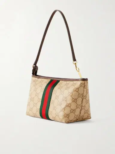 Gucci Mini Leather And Webbing-trimmed Coated-canvas Shoulder Bag | Thumbnail 4 Gucci Mini Leather And Webbing-trimmed Coated-canvas Shoulder Bag | Thumbnail 4