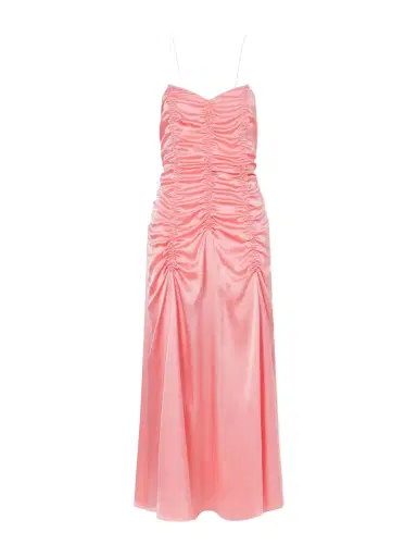 Khaite Raina Ruched Silk Midi Dress | Thumbnail 1 Khaite Raina Ruched Silk Midi Dress | Thumbnail 1