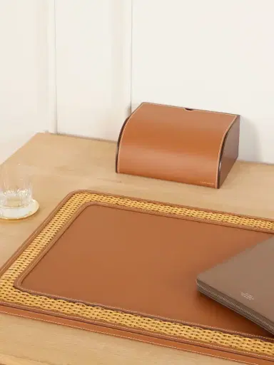 Ralph Lauren Home Bailey Rattan-trimmed Leather Desk Blotter | Thumbnail 2 Ralph Lauren Home Bailey Rattan-trimmed Leather Desk Blotter | Thumbnail 2