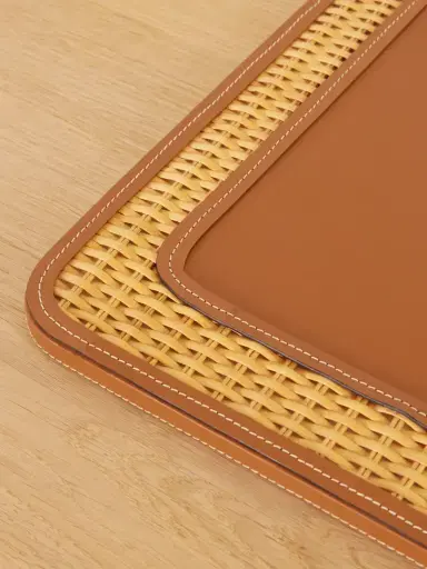Ralph Lauren Home Bailey Rattan-trimmed Leather Desk Blotter | Thumbnail 3 Ralph Lauren Home Bailey Rattan-trimmed Leather Desk Blotter | Thumbnail 3