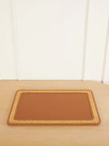 Ralph Lauren Home Bailey Rattan-trimmed Leather Desk Blotter | Thumbnail 1 Ralph Lauren Home Bailey Rattan-trimmed Leather Desk Blotter | Thumbnail 1