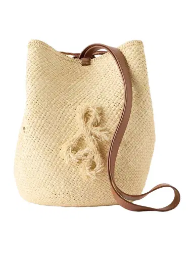 Ruslan Baginskiy Leather-trimmed Straw Pouch | Thumbnail 1 Ruslan Baginskiy Leather-trimmed Straw Pouch | Thumbnail 1
