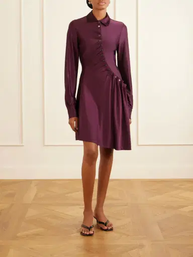 Rabanne Pleated Jersey-satin Mini Dress | Thumbnail 3 Rabanne Pleated Jersey-satin Mini Dress | Thumbnail 3