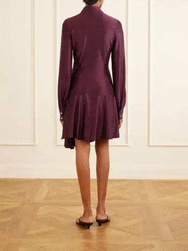 Rabanne Pleated Jersey-satin Mini Dress | Thumbnail 4 Rabanne Pleated Jersey-satin Mini Dress | Thumbnail 4