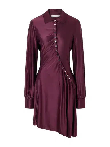 Rabanne Pleated Jersey-satin Mini Dress | Thumbnail 1 Rabanne Pleated Jersey-satin Mini Dress | Thumbnail 1