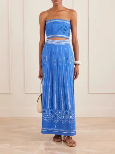 Emporio Sirenuse Camille Embroidered Linen And Cotton-blend Midi Skirt | Thumbnail 2 Emporio Sirenuse Camille Embroidered Linen And Cotton-blend Midi Skirt | Thumbnail 2