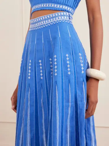 Emporio Sirenuse Camille Embroidered Linen And Cotton-blend Midi Skirt | Thumbnail 4 Emporio Sirenuse Camille Embroidered Linen And Cotton-blend Midi Skirt | Thumbnail 4