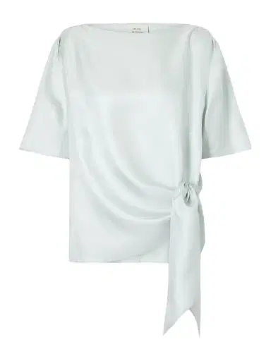 Loulou de Saison Mano Knotted Silk-twill Blouse | Thumbnail 1 Loulou de Saison Mano Knotted Silk-twill Blouse | Thumbnail 1