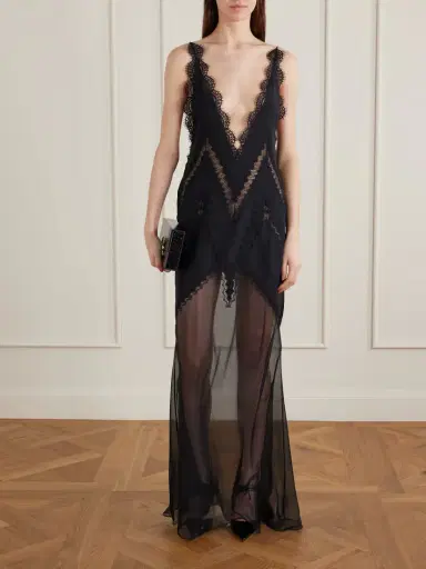 Tom Ford Enverse Lace-trimmed Satin Maxi Dress | Thumbnail 2 Tom Ford Enverse Lace-trimmed Satin Maxi Dress | Thumbnail 2