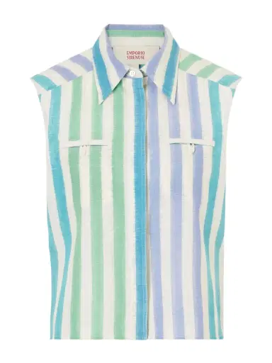 Emporio Sirenuse Ylenia Ikat Striped Cotton Shirt | Thumbnail 1 Emporio Sirenuse Ylenia Ikat Striped Cotton Shirt | Thumbnail 1
