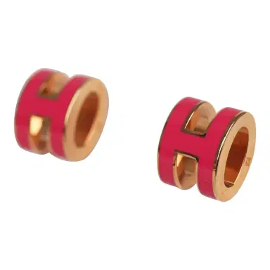 HERMÈS Hermes Mini Pop H Earrings Pink Enamel Lacquer Rose Gold Hardware | Thumbnail 3 HERMÈS Hermes Mini Pop H Earrings Pink Enamel Lacquer Rose Gold Hardware | Thumbnail 3