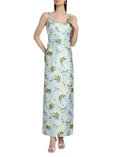 SACHIN BABI Women's Lana Embellished Floral Silk-Blend Gown - Sky Camellia | Thumbnail 3 SACHIN BABI Women's Lana Embellished Floral Silk-Blend Gown - Sky Camellia | Thumbnail 3