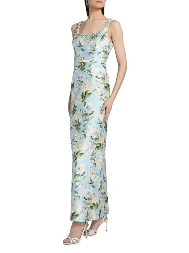 SACHIN BABI Women's Lana Embellished Floral Silk-Blend Gown - Sky Camellia | Thumbnail 4 SACHIN BABI Women's Lana Embellished Floral Silk-Blend Gown - Sky Camellia | Thumbnail 4
